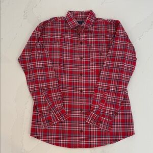 Louis Philippe Slim Casual Shirt Plaid Red, Size Large